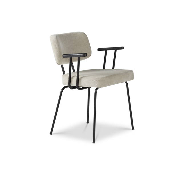 Ted eetkamerstoel met armleuning - portofino natural - zwart onderstel - armleuning zwart