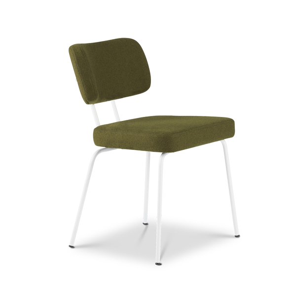 Ted eetkamerstoel zonder arm - new wool green - wit onderstel