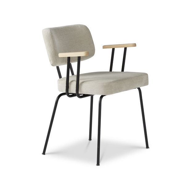 Ted eetkamerstoel met armleuning - portofino natural - zwart onderstel - armleuning hout