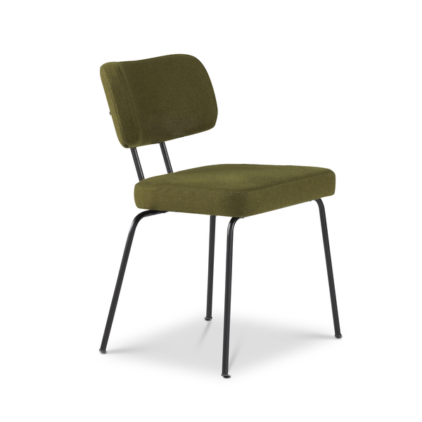 Ted eetkamerstoel zonder arm - new wool green - zwart onderstel