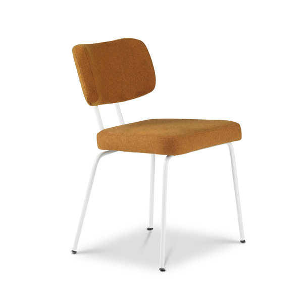 Ted eetkamerstoel zonder arm - new wool marroc - wit onderstel