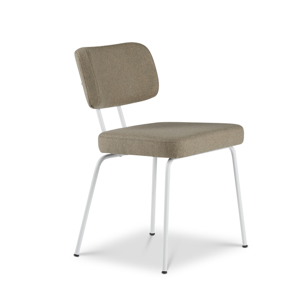 Ted eetkamerstoel zonder arm - new wool stone - wit onderstel