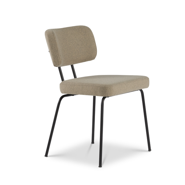 Ted eetkamerstoel zonder arm - new wool stone - zwart onderstel