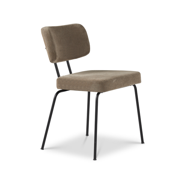 Ted eetkamerstoel zonder arm - portofino brown - zwart onderstel