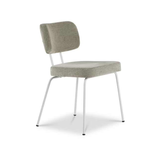 Ted eetkamerstoel zonder arm - portofino multigrey - wit onderstel