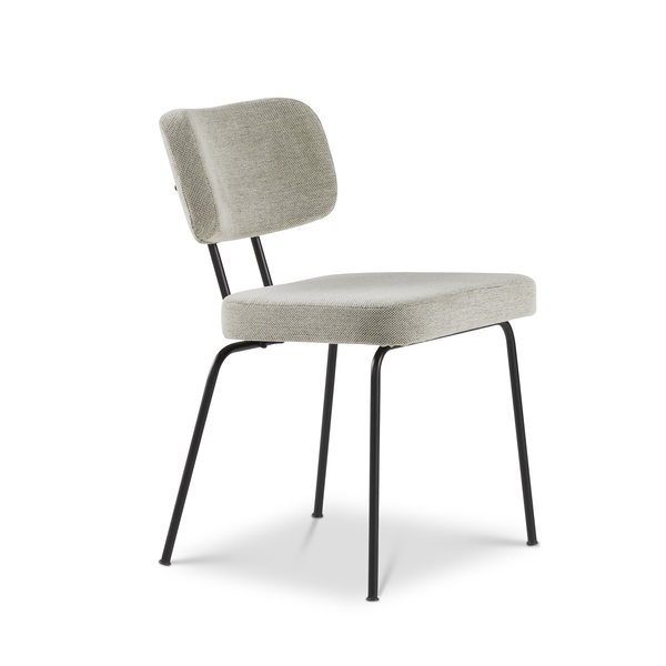 Ted eetkamerstoel zonder arm - portofino multigrey - zwart onderstel