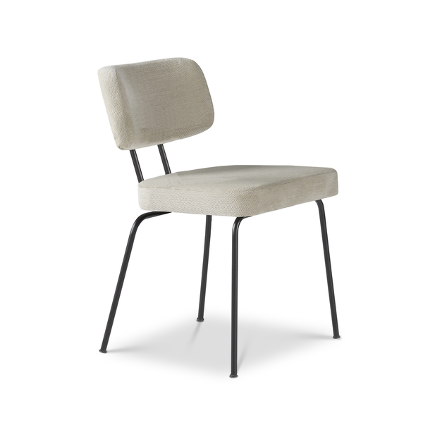 Ted eetkamerstoel zonder arm - portofino natural - zwart onderstel