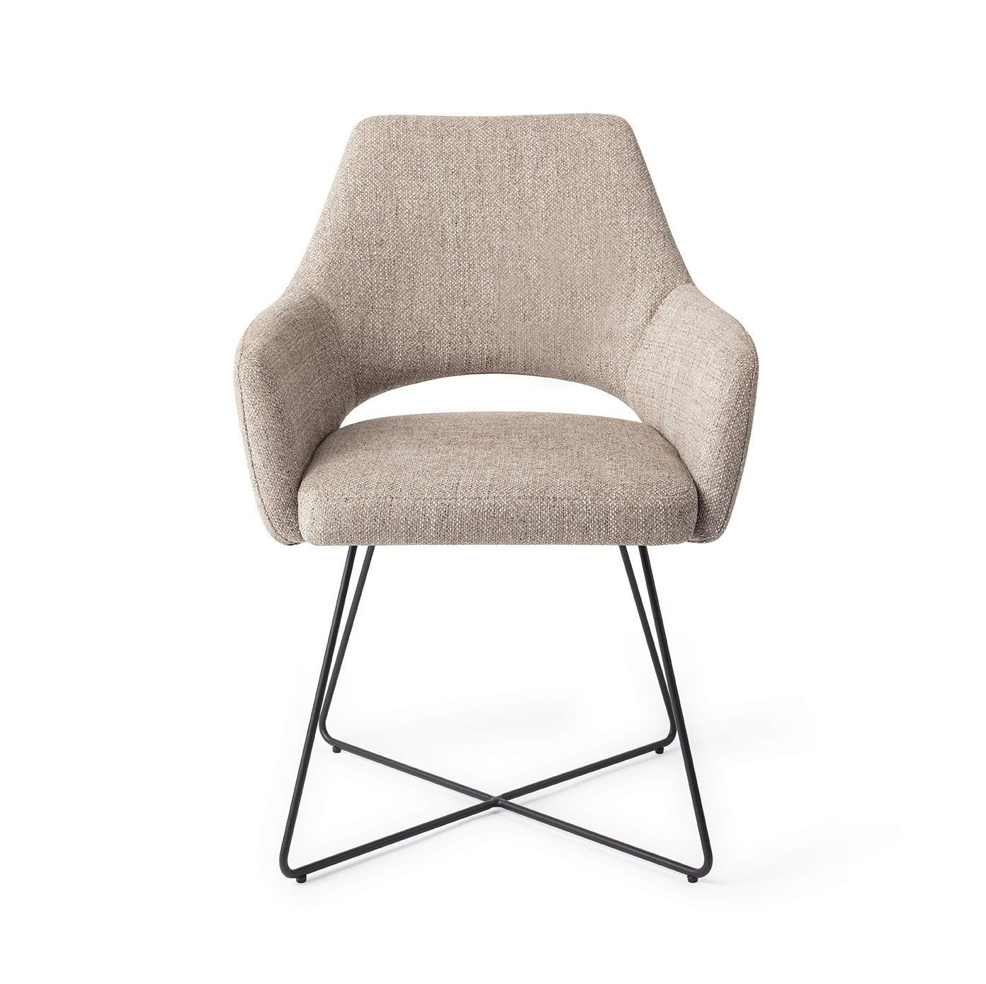 Eetkamerstoel Yanai - biscuit beach - cross black