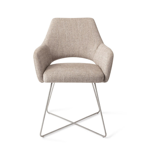 Eetkamerstoel Yanai - biscuit beach - cross steel