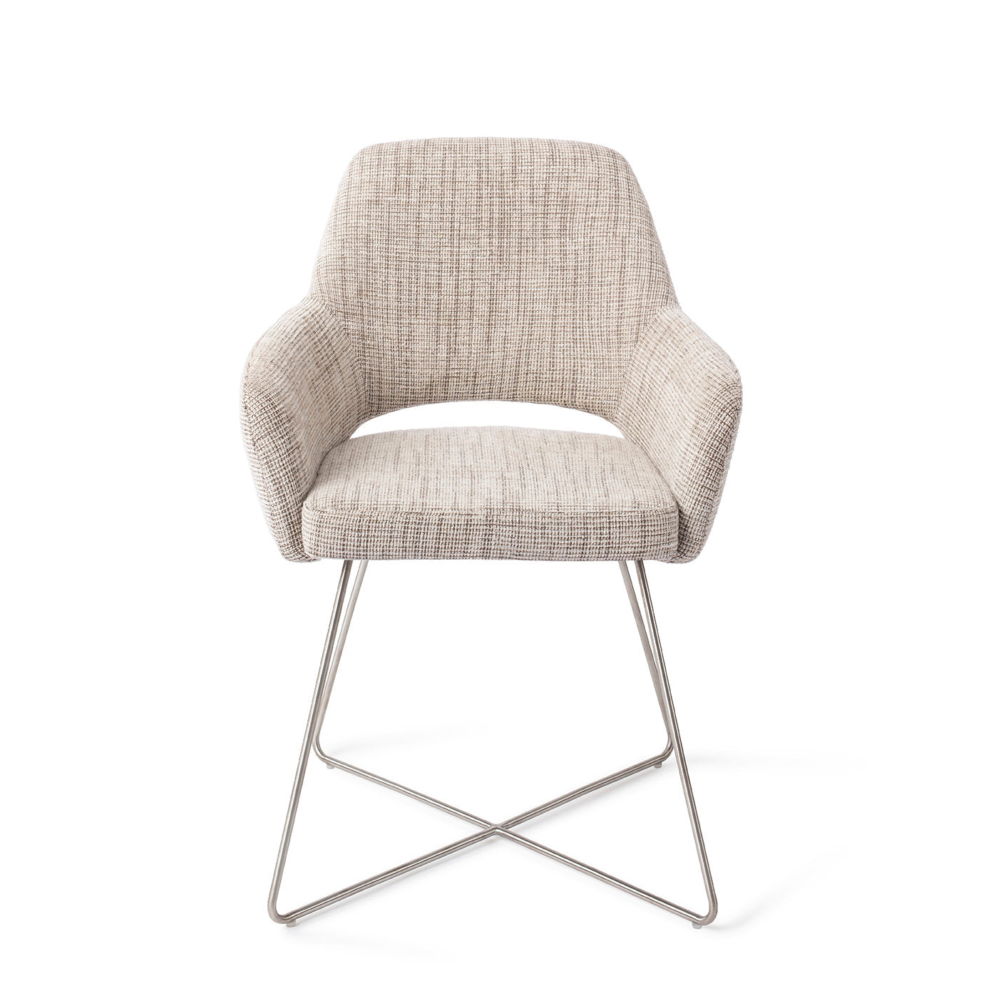 Eetkamerstoel Yanai - caramel grid - cross steel