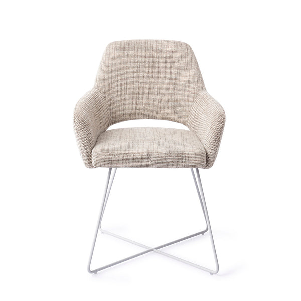 Eetkamerstoel Yanai - caramel grid - cross white