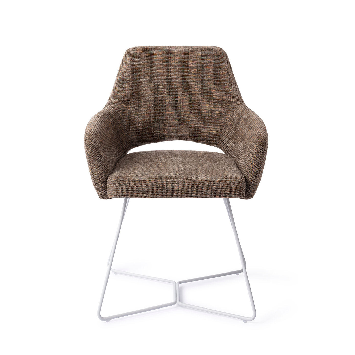 Eetkamerstoel Yanai - checked chestnut - beehive white