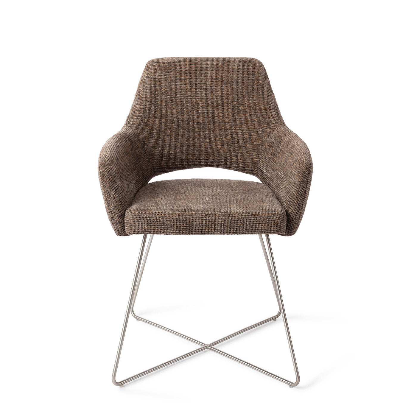 Eetkamerstoel Yanai - checked chestnut - cross steel