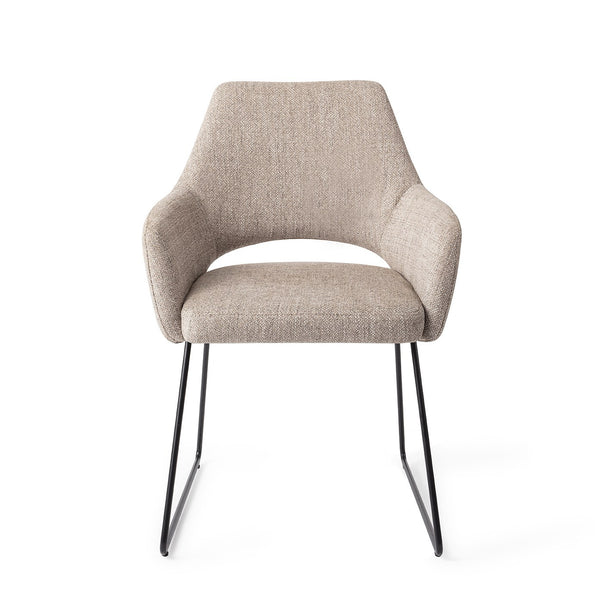 Eetkamerstoel Yanai - biscuit beach - slide black