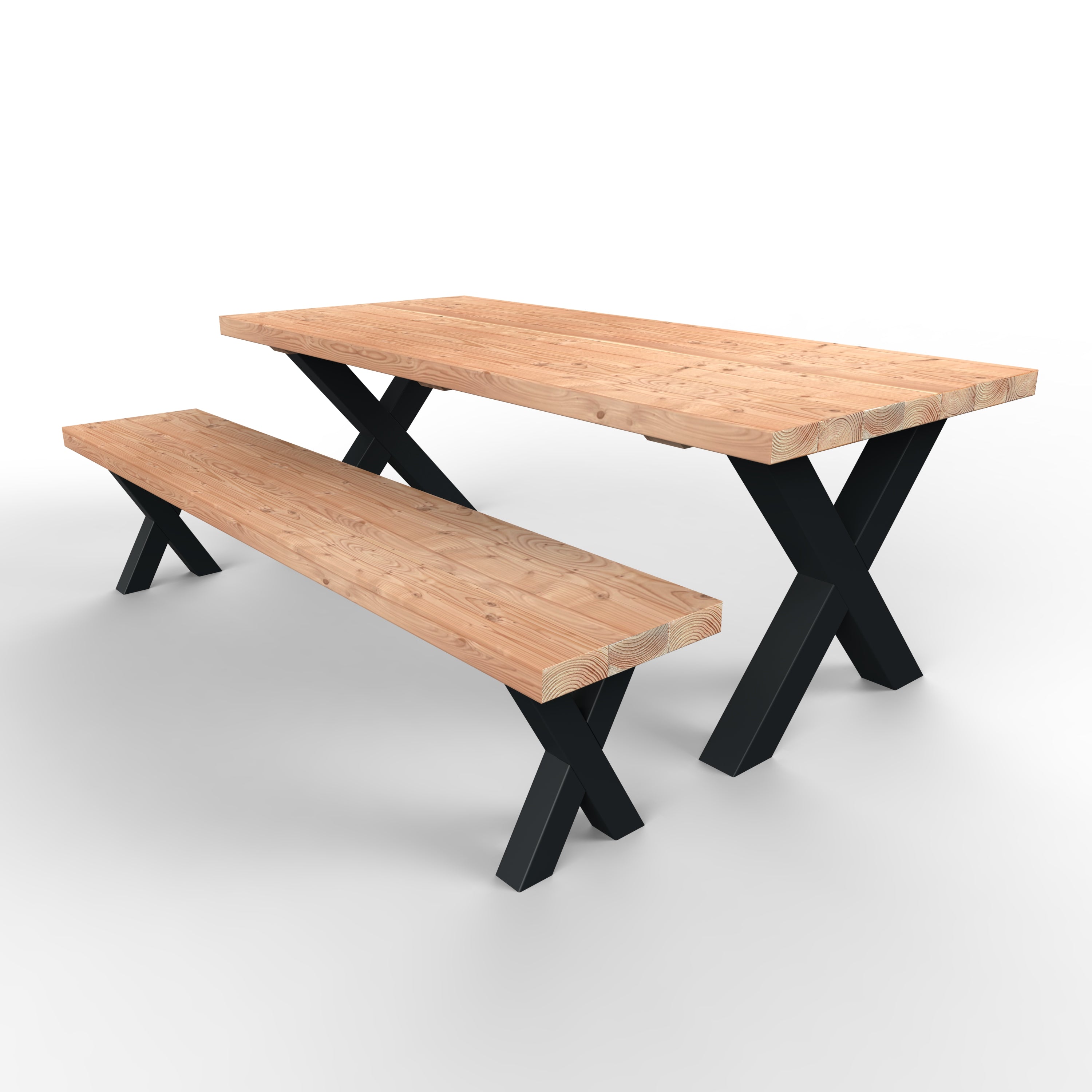 Douglas tuinset tafel en bank - x-poten zwart