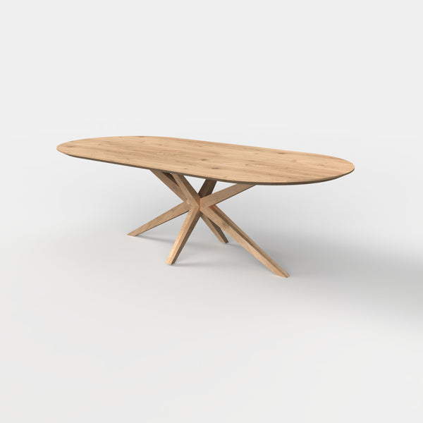 Plat ovale eiken eettafel Nilo
