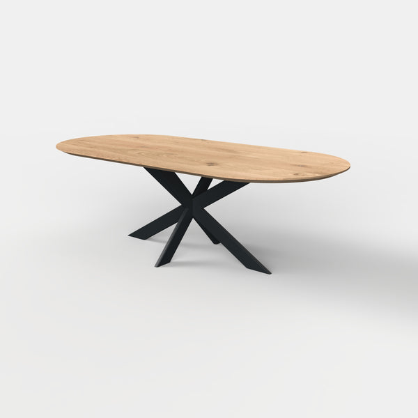 Plat ovale eiken eettafel matrix 10x3 cm