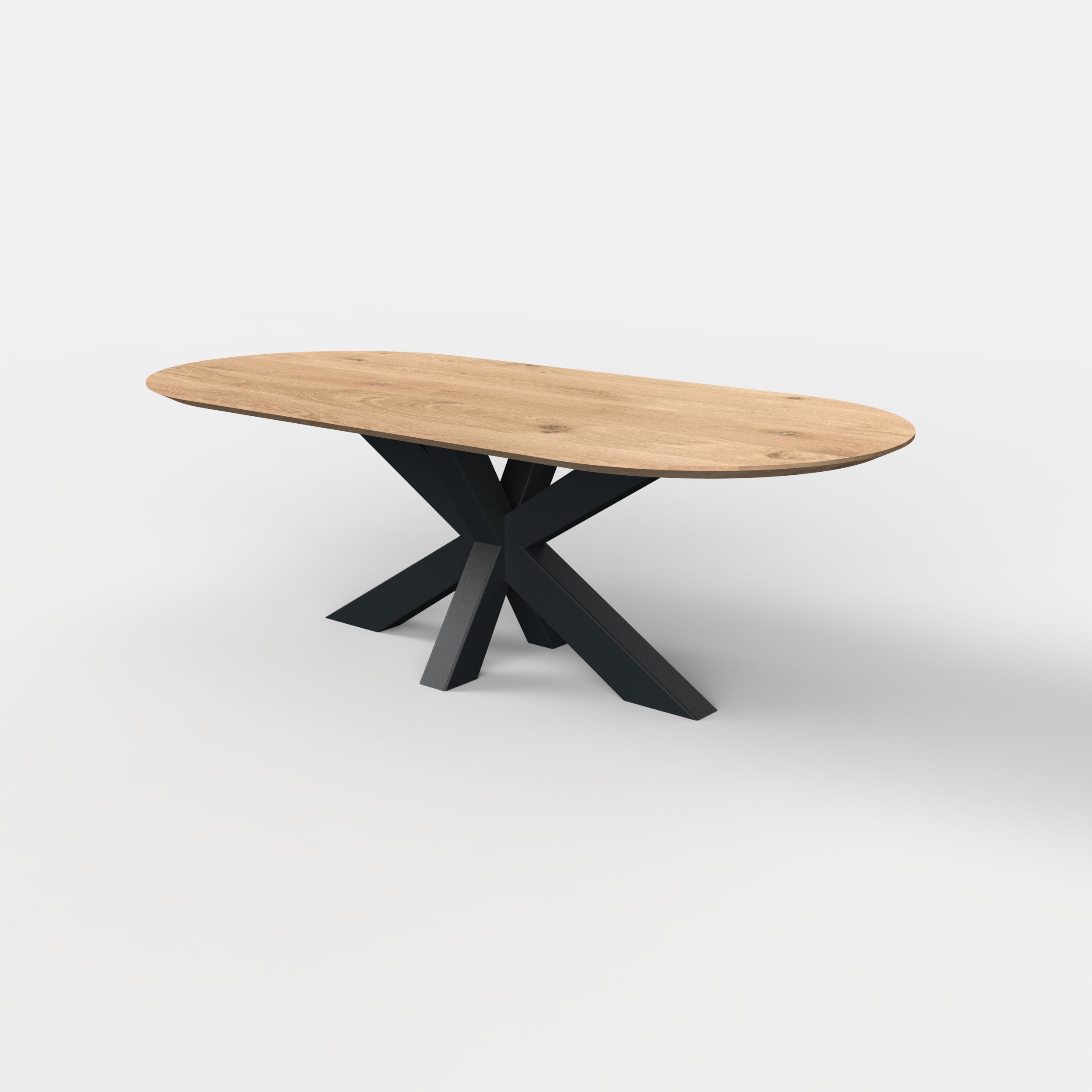 Plat ovale eettafel matrixpoot 10x10cm