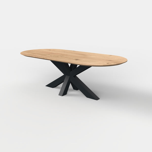 Plat ovale eettafel matrixpoot 10x10cm