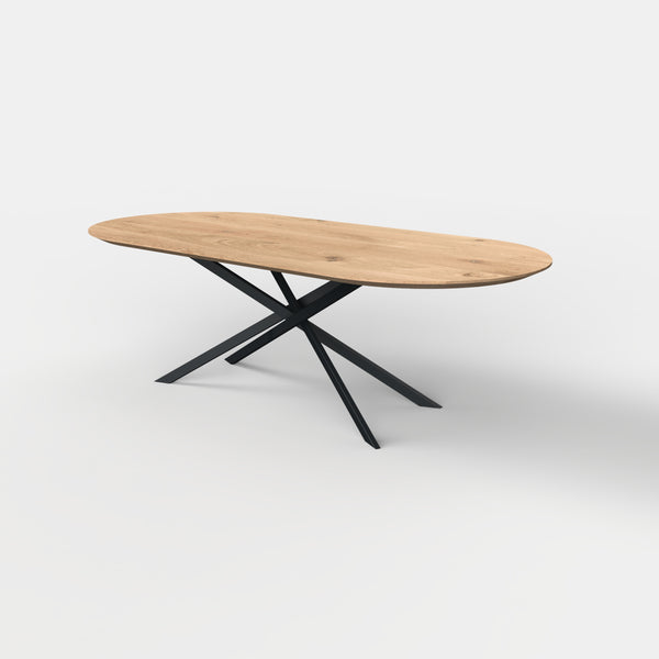 Plat ovale eiken eettafel mikado