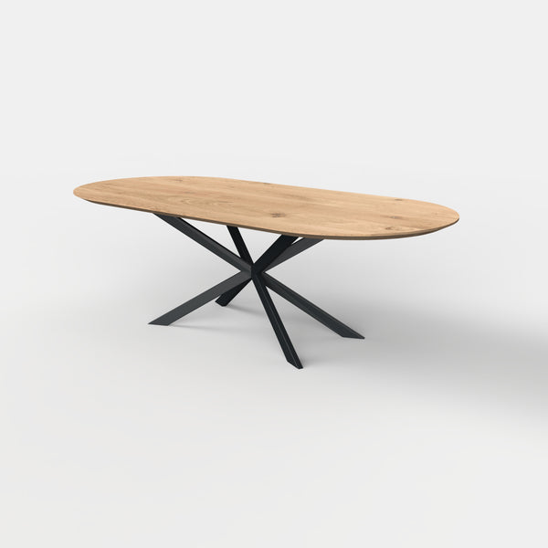 Plat ovale eiken eettafel spider