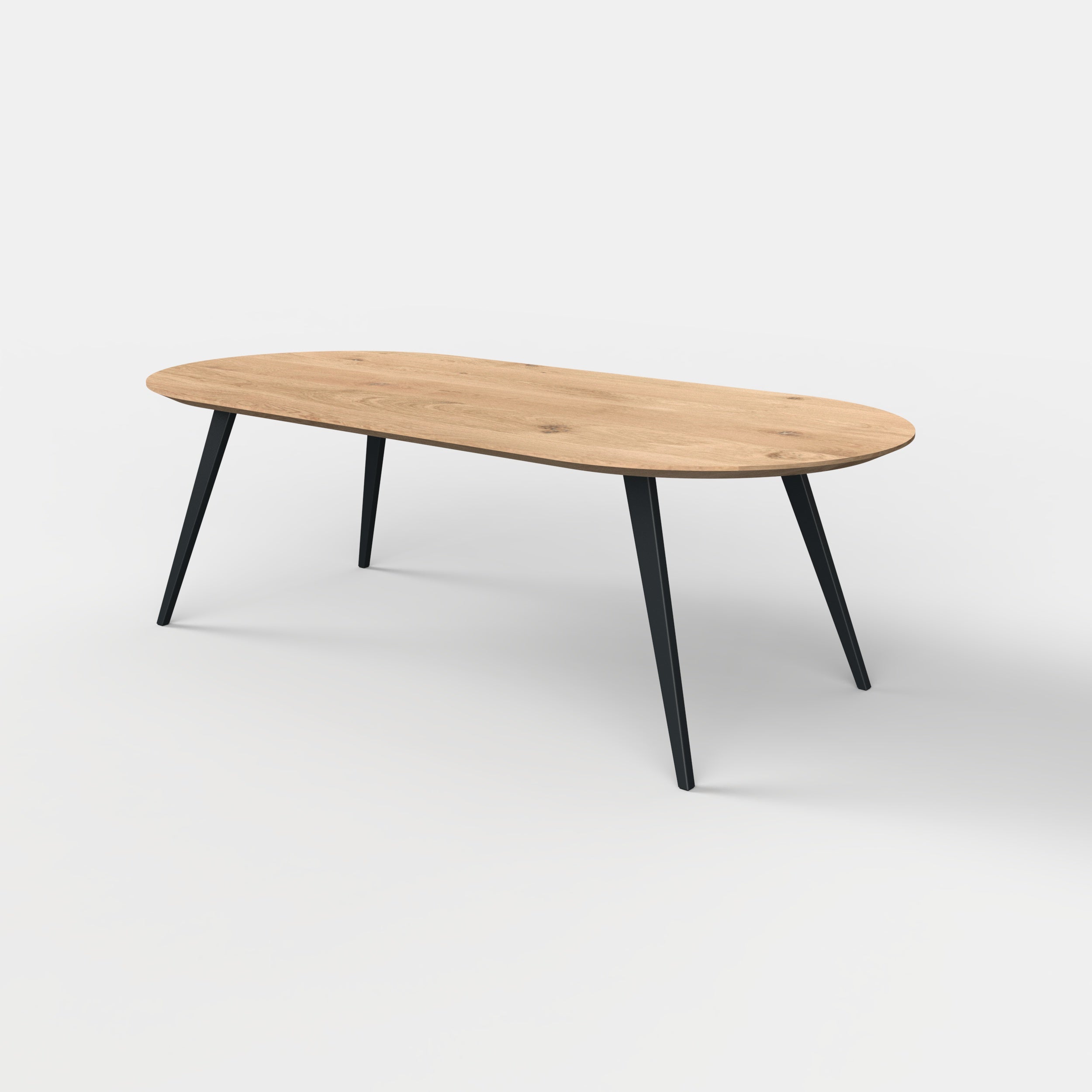 Plat ovale eiken eettafel Taps zonder ligger