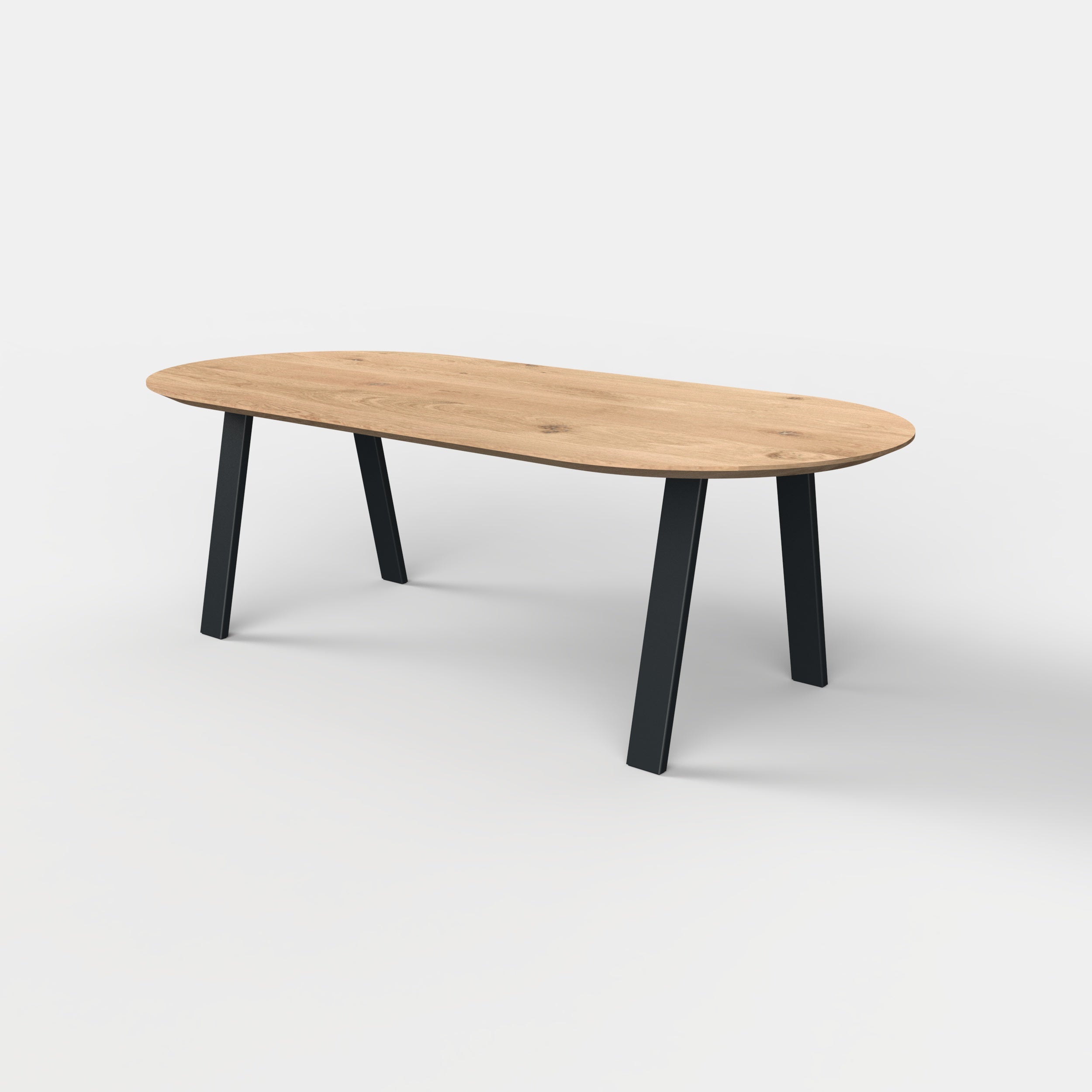 Plat ovale eiken eettafel Trapezium