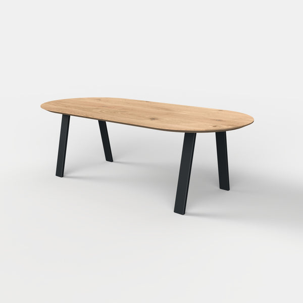 Plat ovale eiken eettafel Trapezium