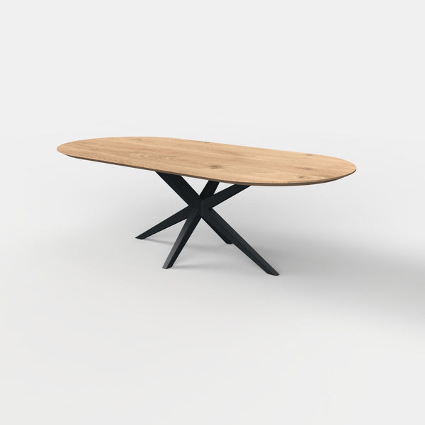 Plat ovale eiken eettafel Nero