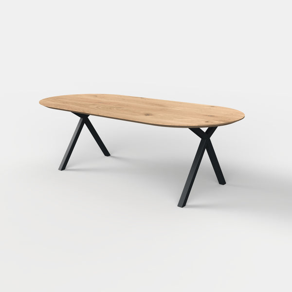 Plat ovale eiken eettafel Tess