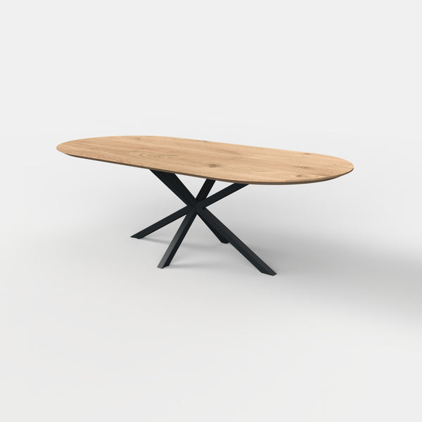 Plat ovale eiken eettafel matrix 5x5cm