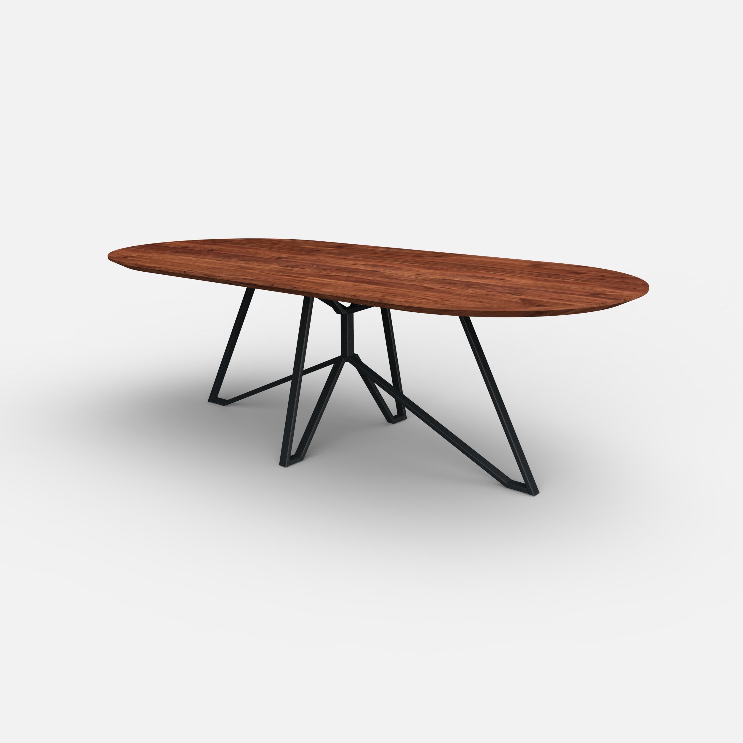 Plate ovale notenhouten eettafel Mila, massief notenhout, massief walnoten hout, minimalistisch design, op maat samen stellen
