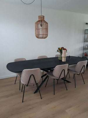 Eettafel eikenhout deens ovaal zwart - Elin tafelpoot zwart - voorkant