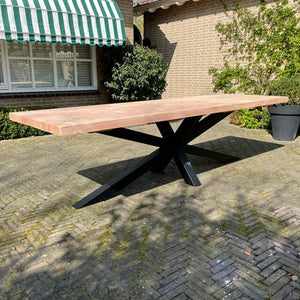 tuintafel douglas met stalen matrixpoot 10x10 cm zwart gepoedercoat 300 cm