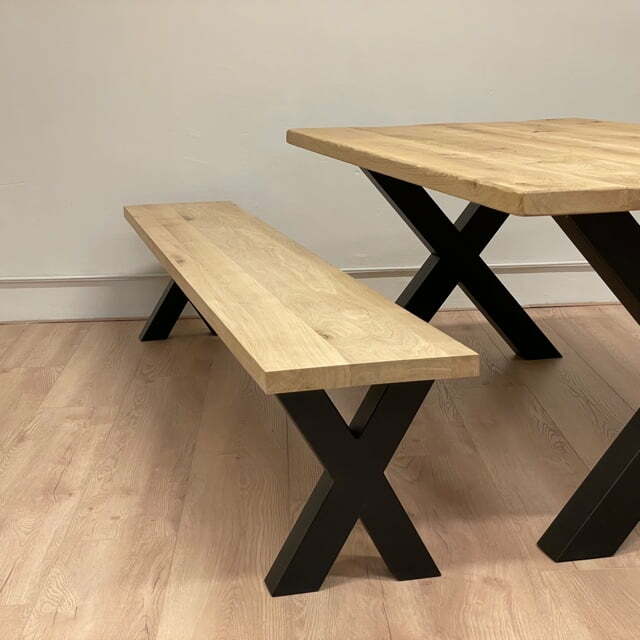 Eiken bankje X-poot 8x8cm