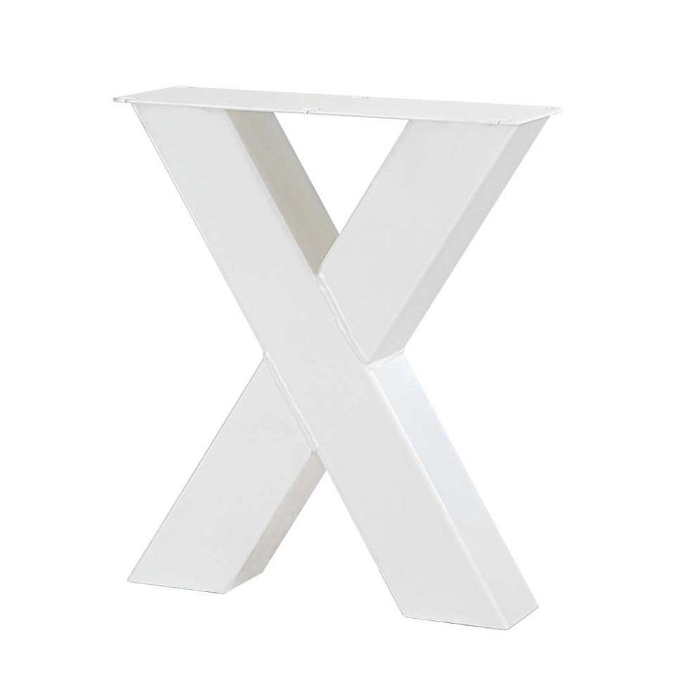 Stalen X-poten bank 8x8 cm wit