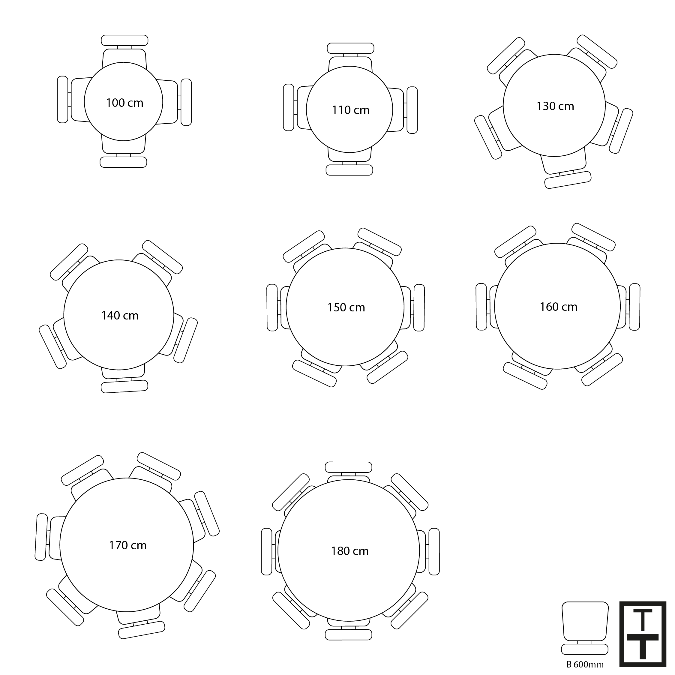 Ronde eiken eettafel matrixpoot
