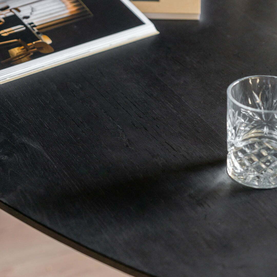 Ovale eiken eettafel matrix zwart 10x10 cm